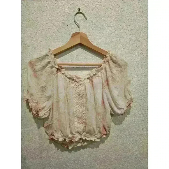 NWT Kiwi & Punch Pink Tie Dye Peasant Girl Short Sleeve Top Size Large - Picture 1 of 3